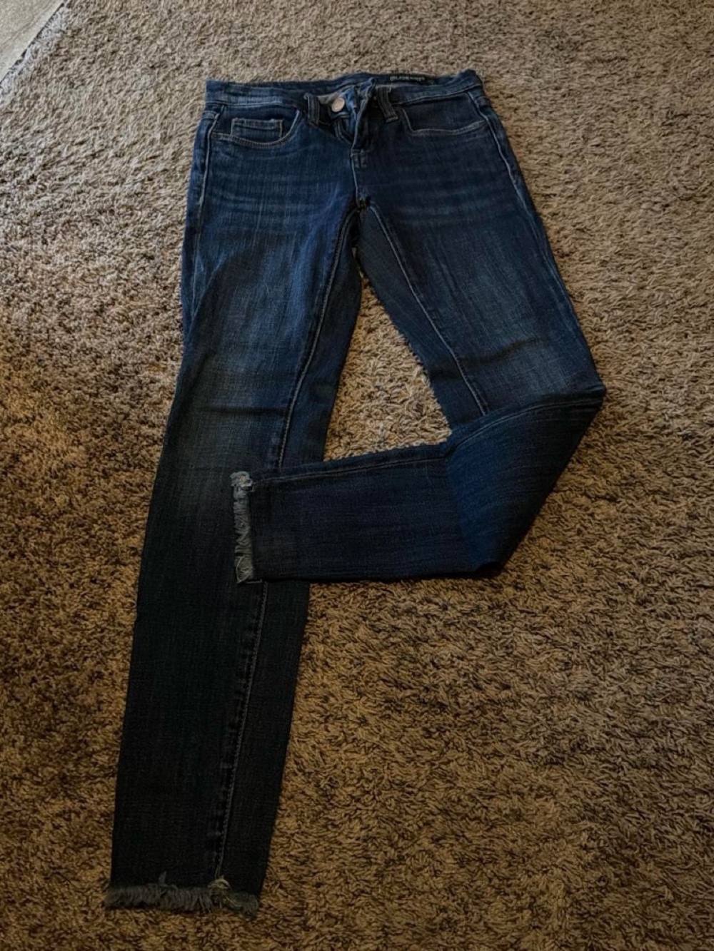 Blank NYC Dark Blue Skinny Jeans with Raw Hem
